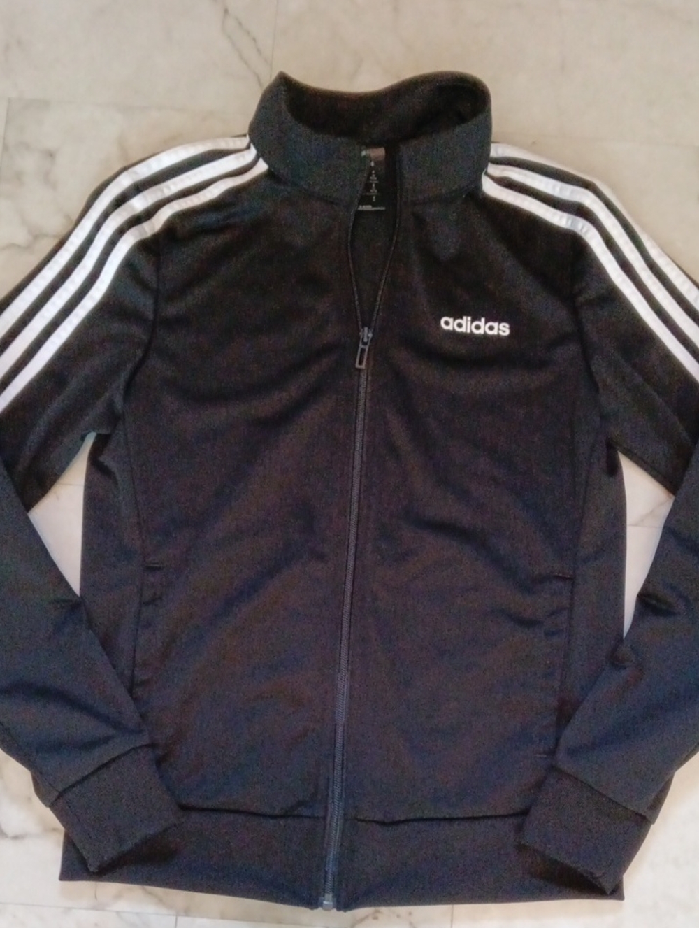 adidas Black Track Jacket with White Stripes